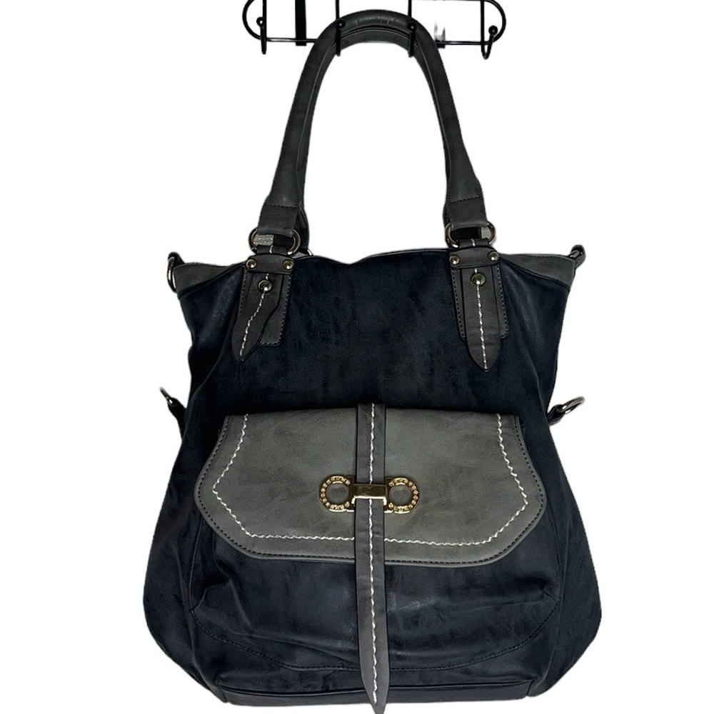 3 for $20 LOUIS CARDY Multi Tone Shoulder Bag Purse Front Pocket Handles Gray